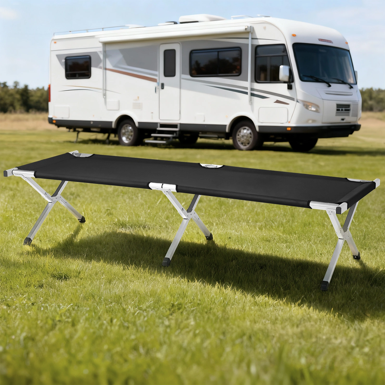 Portable Folding Camping Cot with Carrying Bag Army Black view 10