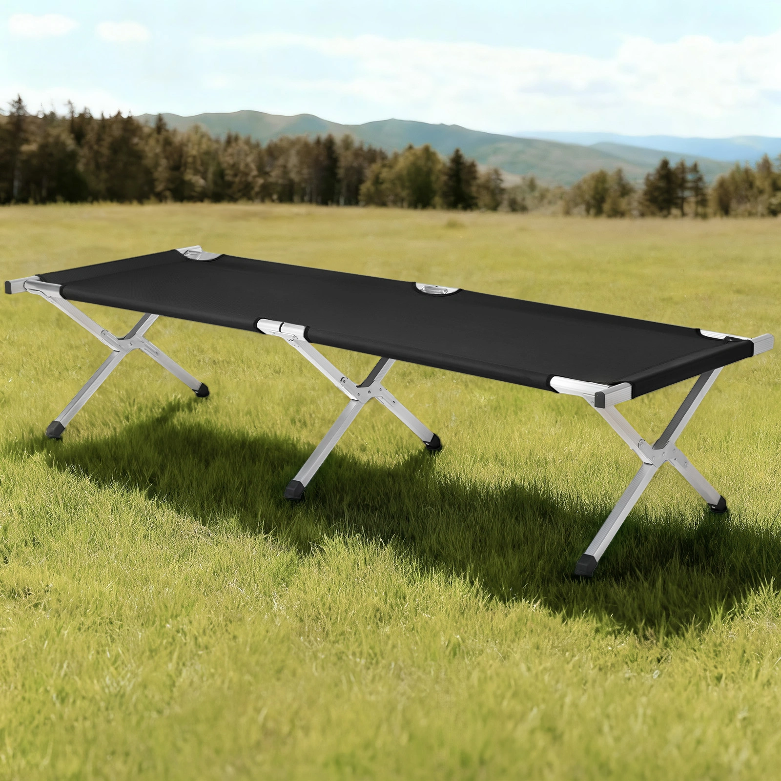 Portable Folding Camping Cot with Carrying Bag Army Black view 8