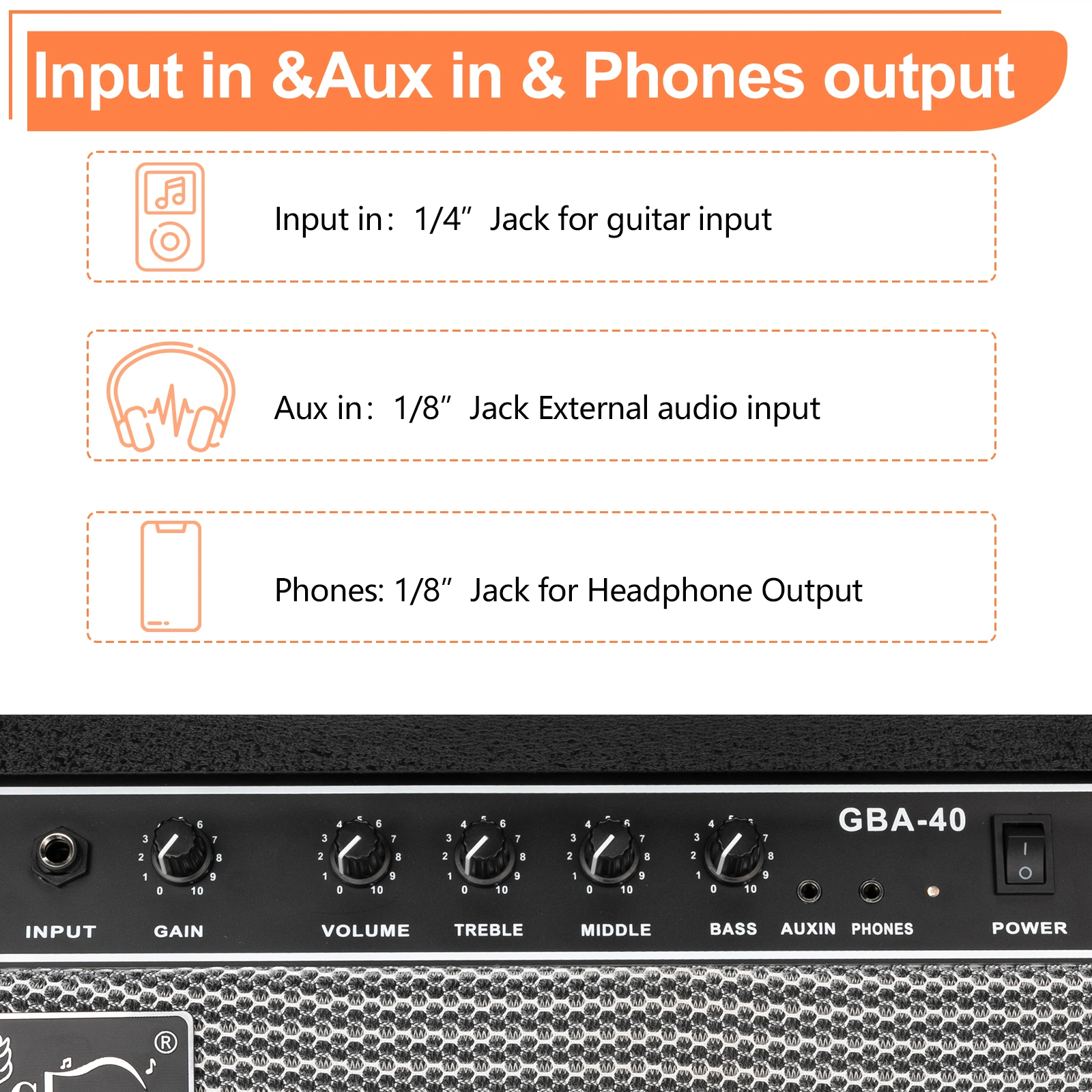 40W GBA-40 Electric Bass Amplifier Black view 11