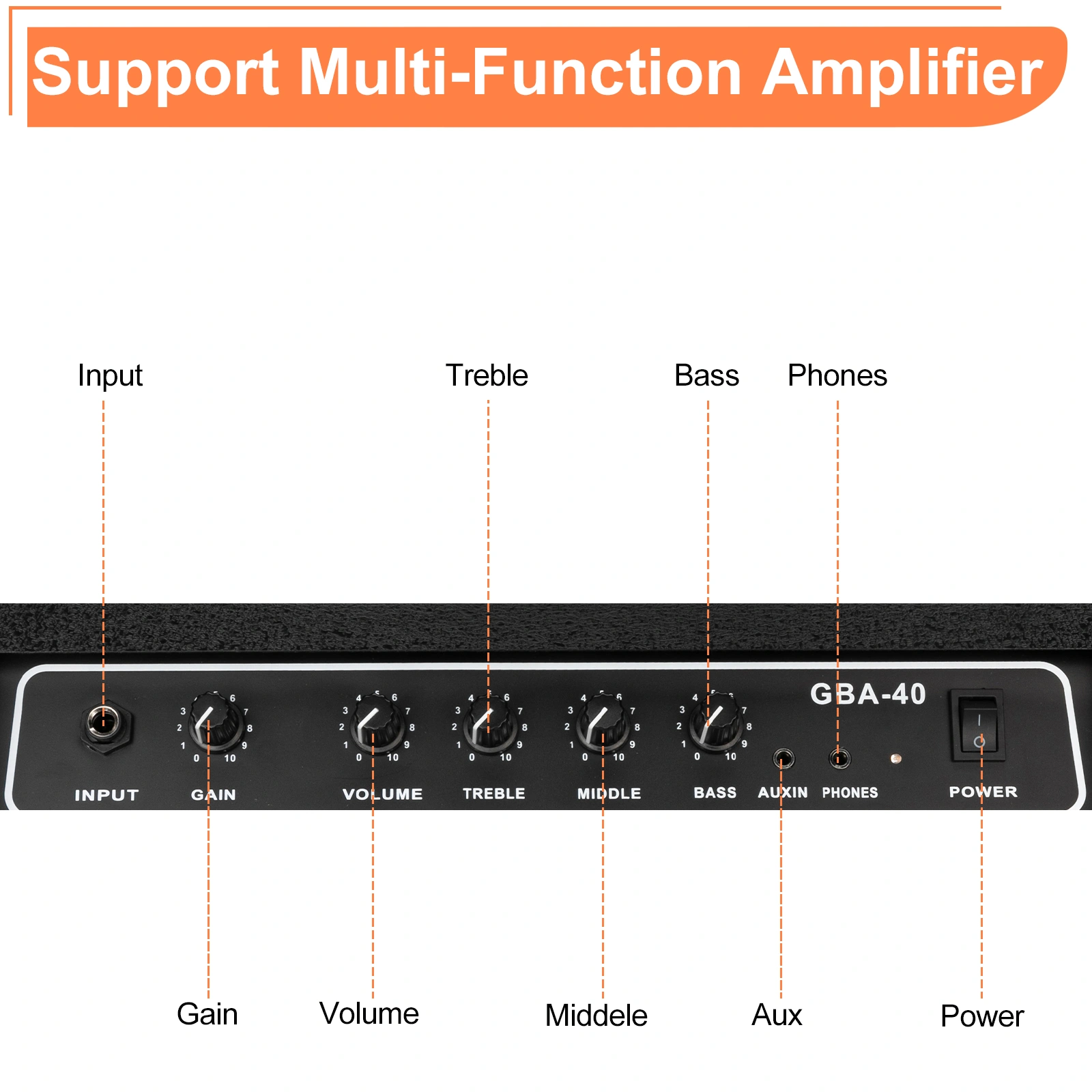 40W GBA-40 Electric Bass Amplifier Black view 4