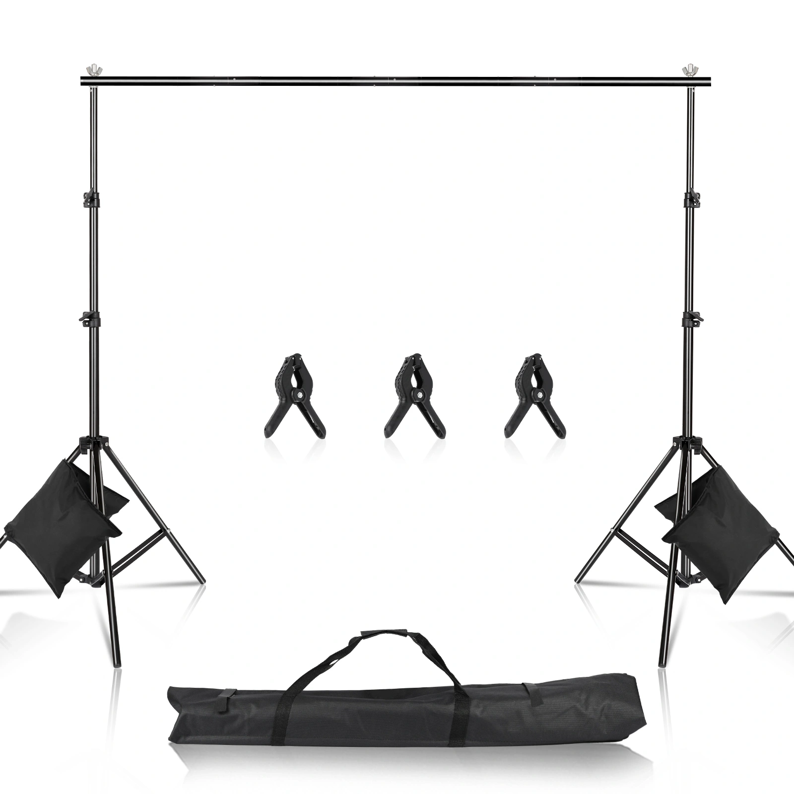 Kshioe 2x3M Backdrop Support Stand System Black Photo Background Stands Kit