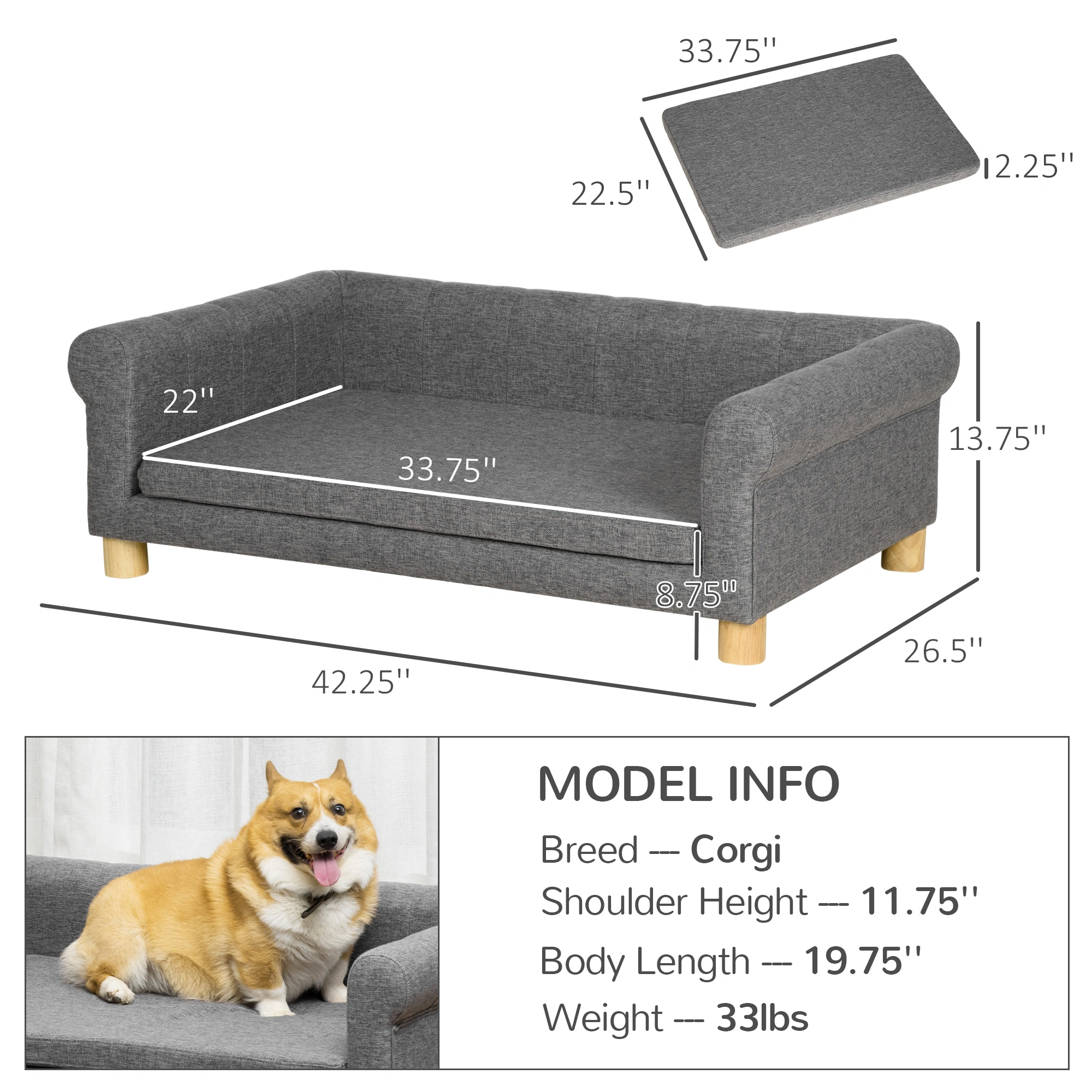 Rattan Dog Bed Elevated Pet Sofa Indoor Outdoor Elevated Cot for Medium Large Dogs, Breathable Wicker Pet Furniture view 2
