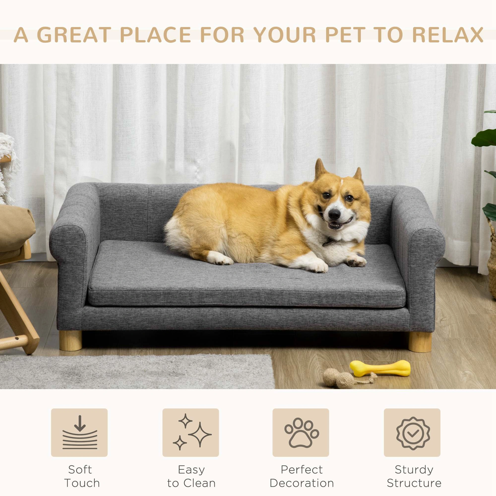 Rattan Dog Bed Elevated Pet Sofa Indoor Outdoor Elevated Cot for Medium Large Dogs, Breathable Wicker Pet Furniture view 3