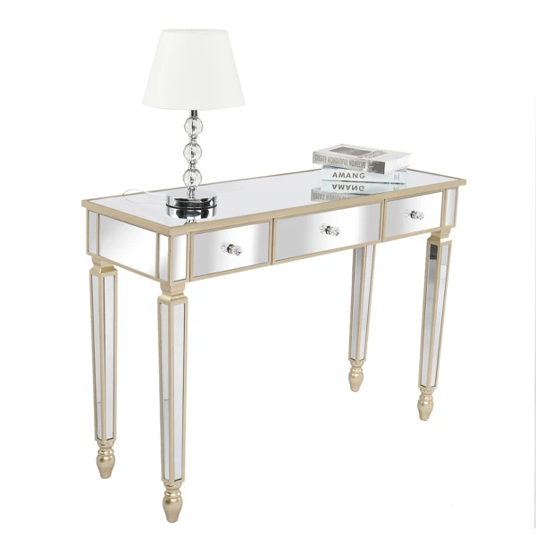 Three Drawers Mirror Table Dressing Table Console Table view 2