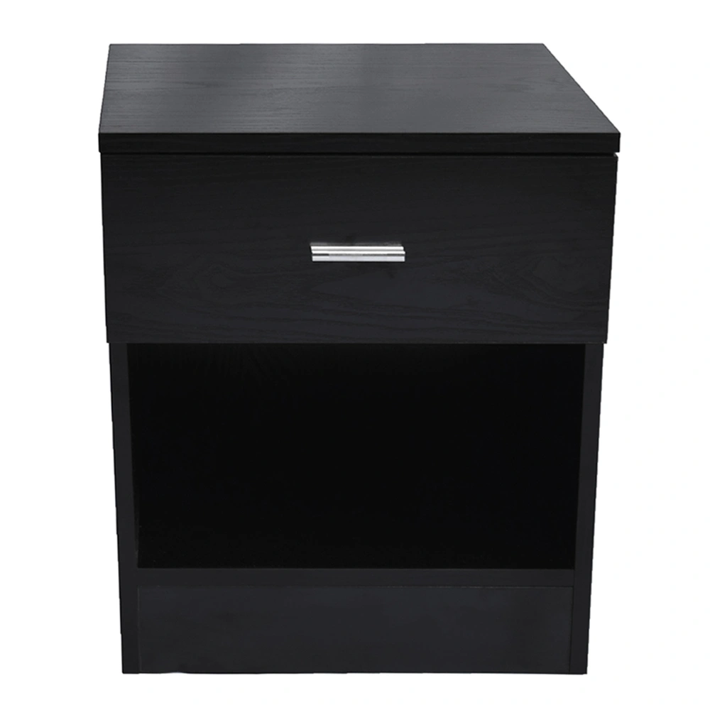 Black Bedside Cabinet with 1 Drawer & Metal Handle - Modern Night Stand Table for Bedroom view 2