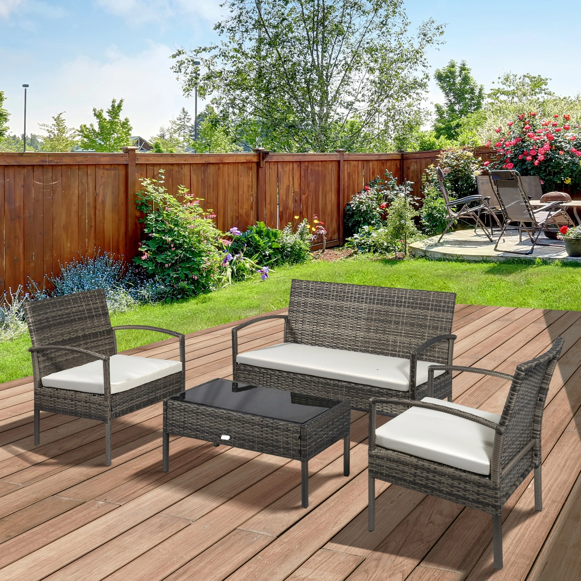 Weather-Resistant Patio Furniture Sectional Sofa - 6 Piece Modular Outdoor Lounge Set