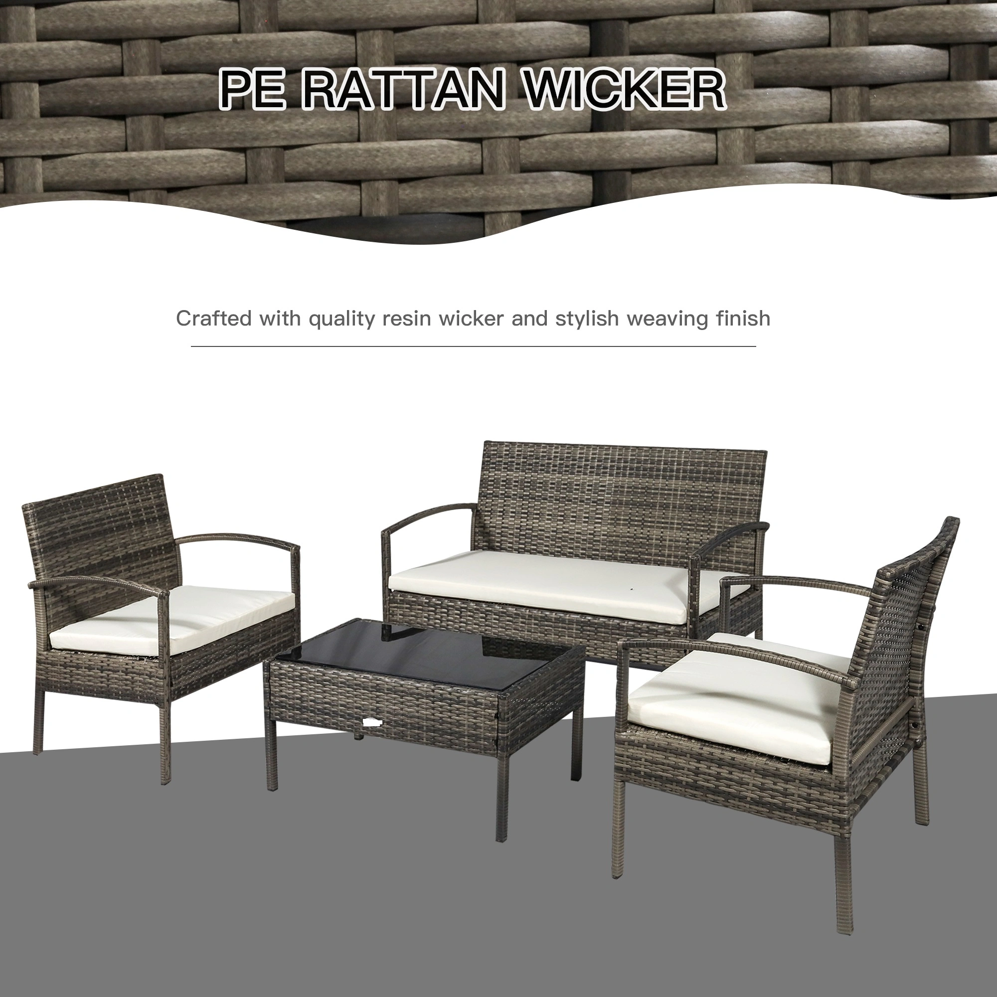 Weather-Resistant Patio Furniture Sectional Sofa - 6 Piece Modular Outdoor Lounge Set view 2