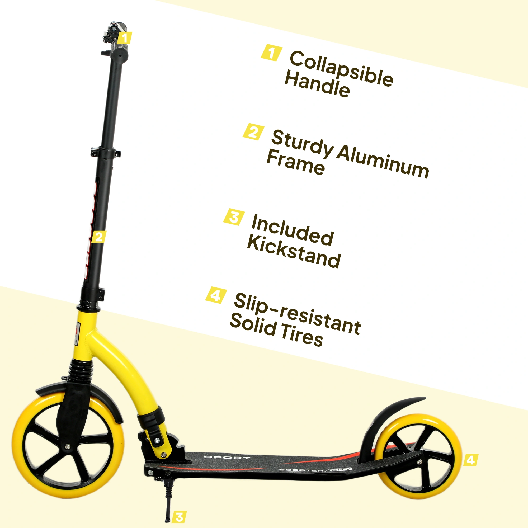 Youth Scooter for Kids, Adjustable Handlebar, Foldable Mini Skateboard, 8" Wheels, Ages 3-8, Lightweight Kick Scooter view 3