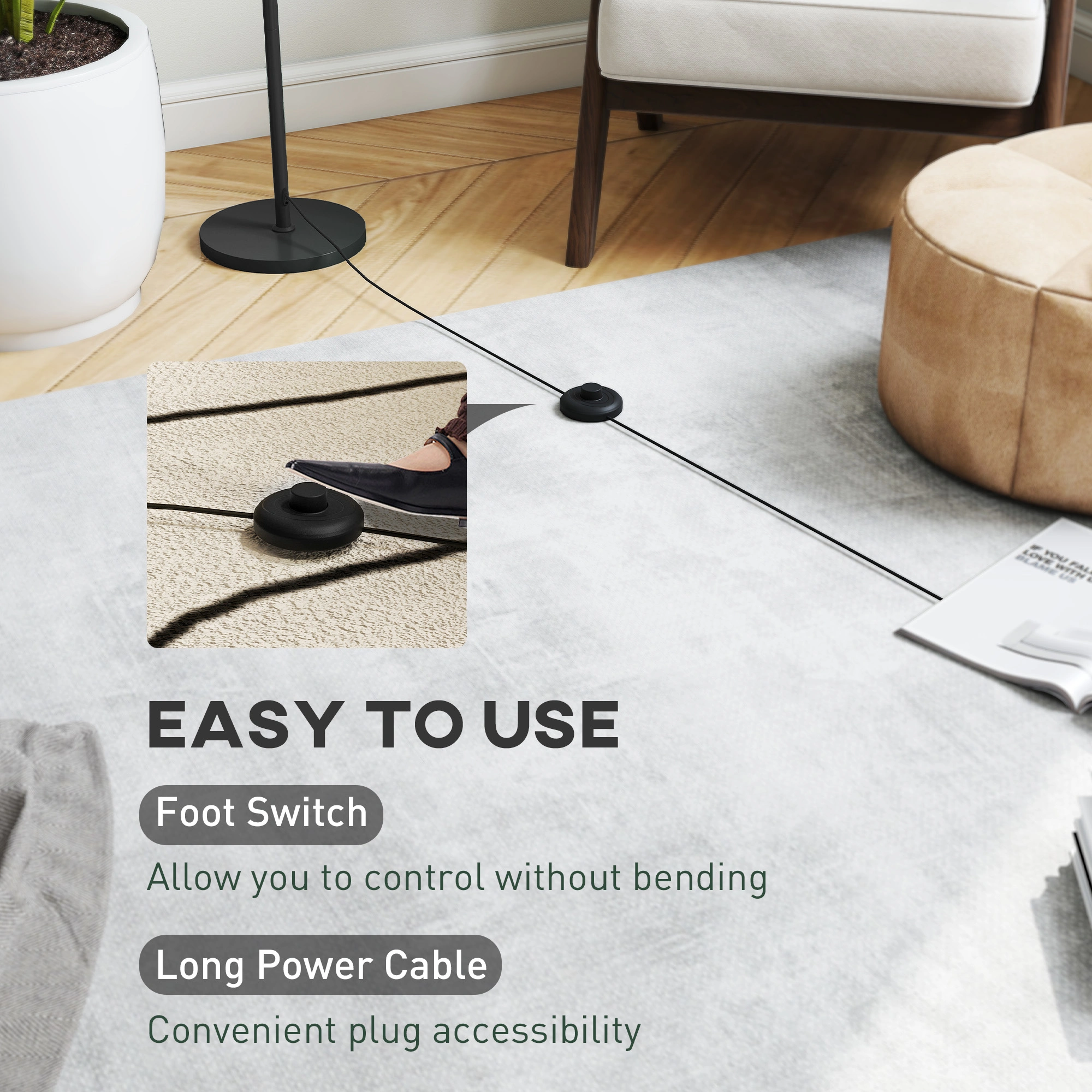 Modern Floor Lamp with Arc Design | Tall Standing Lamp for Living Room, Bedroom, Read Corner view 3