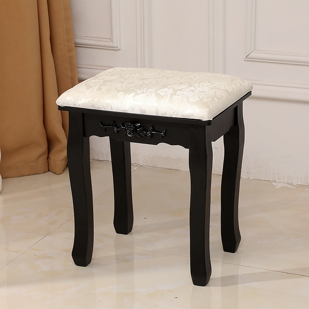 Soft Cushion Dressing Stool Black Padded Makeup Vanity Chair