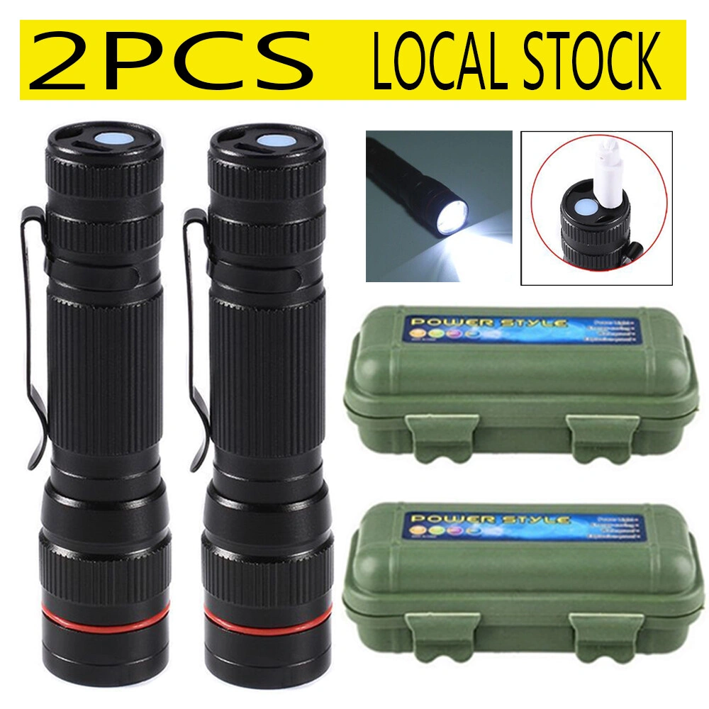 2 Pack Mini LED Flashlight, USB Rechargeable, Adjustable Focus, 3 Lighting Modes, Portable Outdoor Flashlight for Camping & Hiking