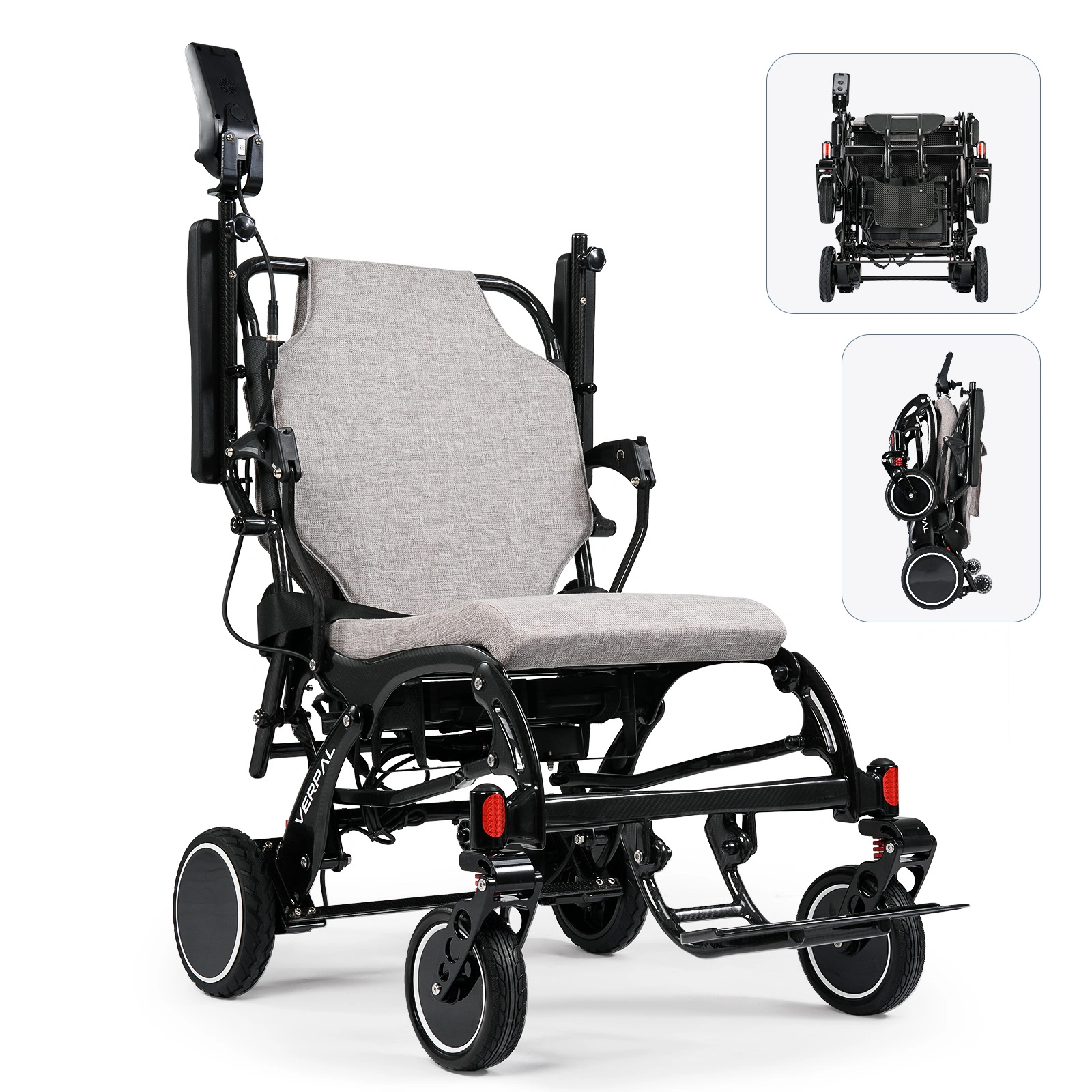 21" Lightweight Carbon Fiber Electric Wheelchairs for Adults, 20 Miles Long Range Motorized Wheelchairs Intelligent Wheelchairs for Adults All Terrain Wheelchairs Portable Airline Approved, Shipment from an un-certified eBay warehouse view 3