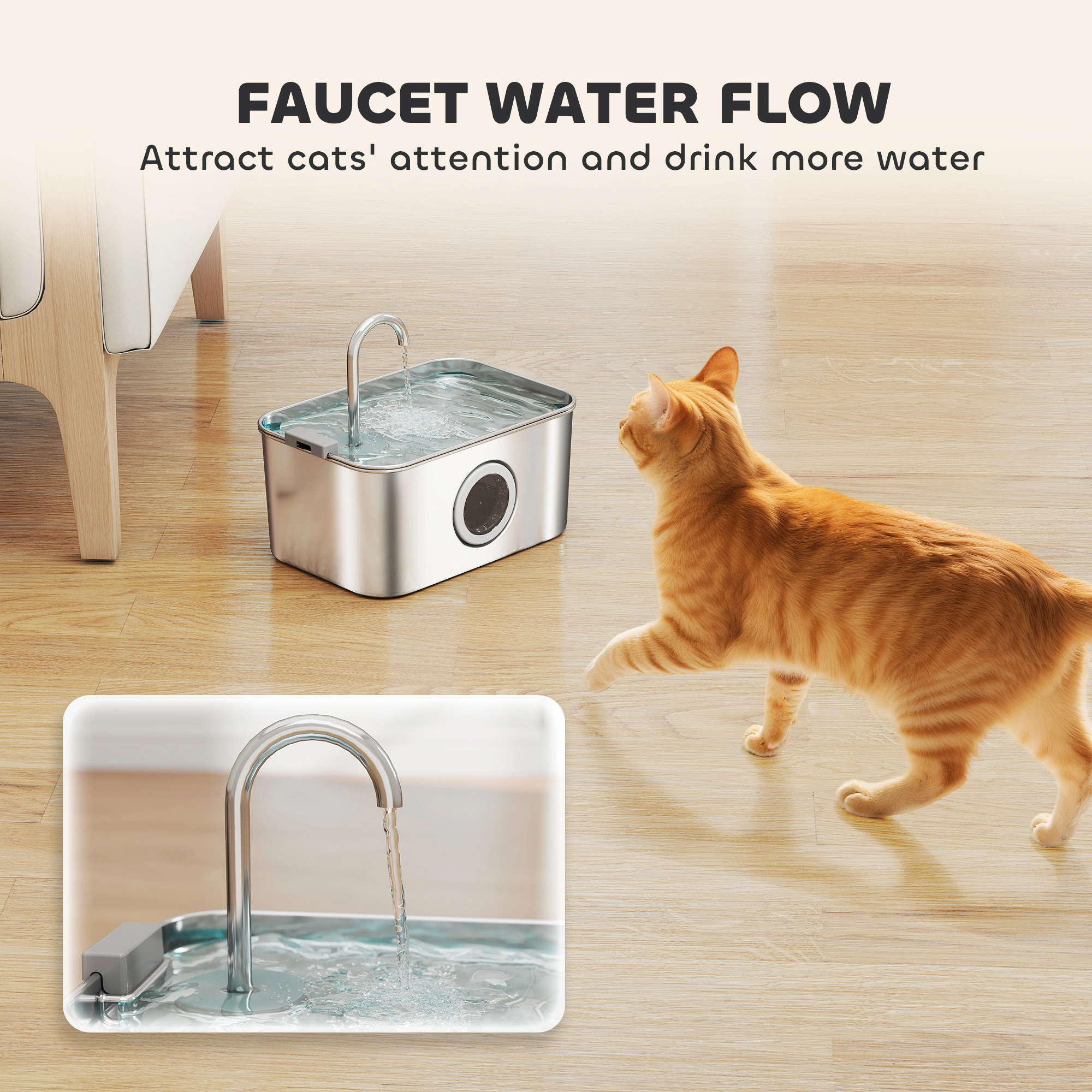 Cat Water Fountain Dog Drinking Fountain, Automatic Pet Water Dispenser with LED Light, Quiet Cat Waterer view 3