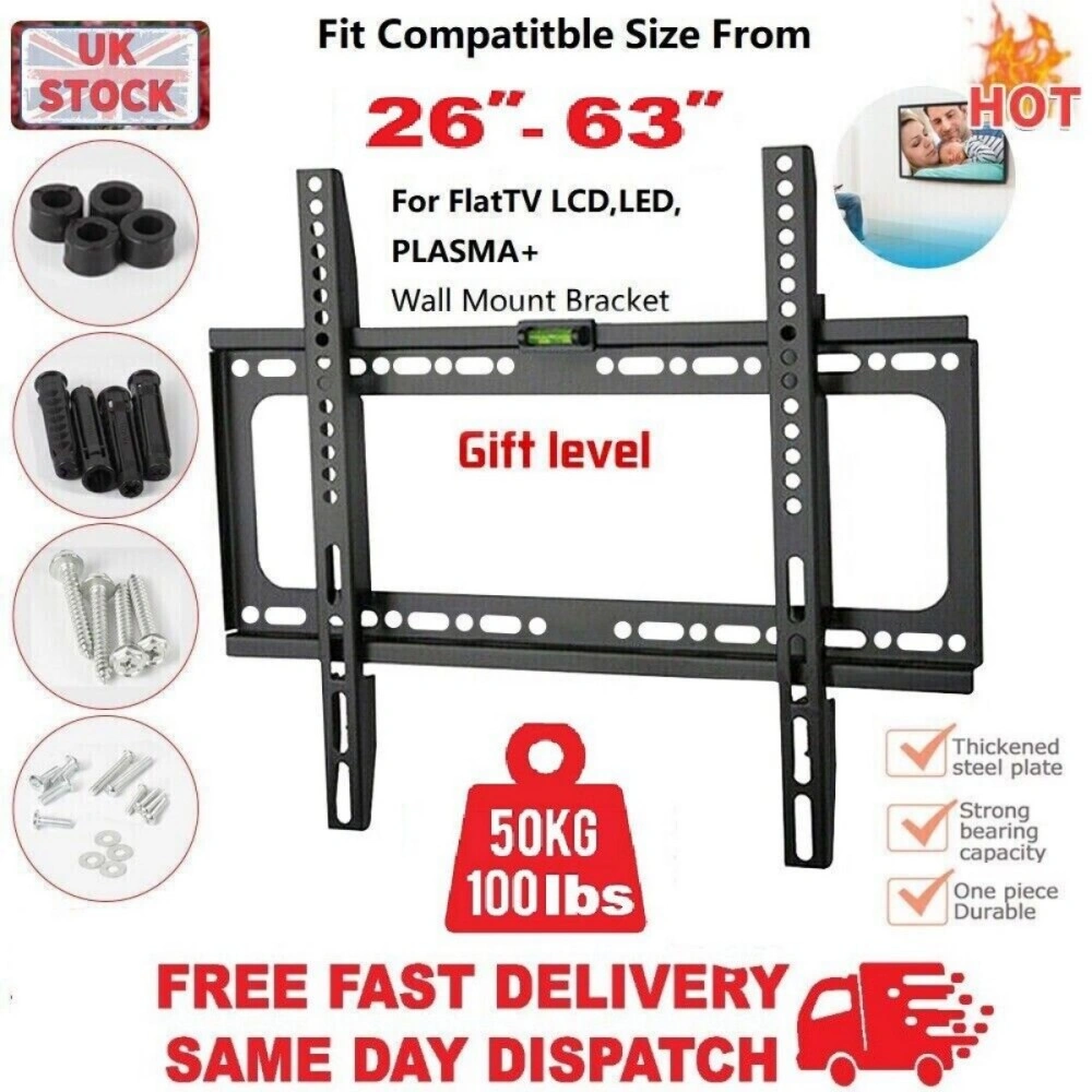 Slim TV Wall Mount Bracket for 26/30/32/40/42/50/63 Inch Flat 3D LCD LED Plasma TVs view 2