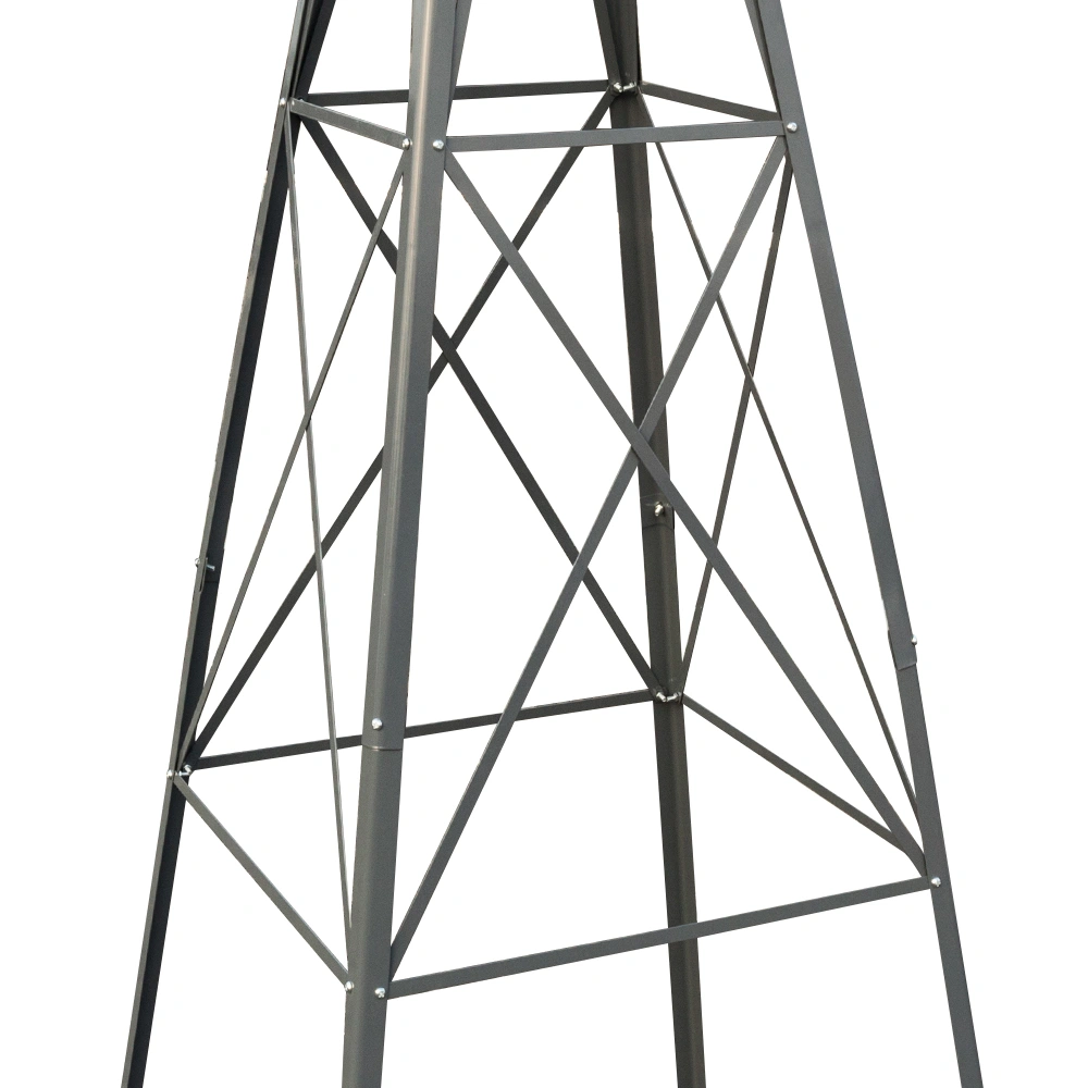 8FT Weather Resistant Yard Garden Windmill Gray & Red view 13