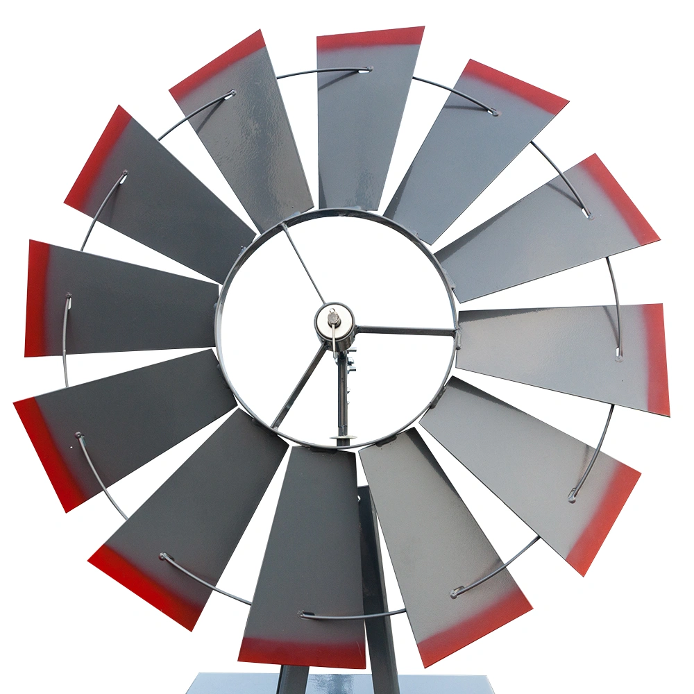 8FT Weather Resistant Yard Garden Windmill Gray & Red view 17