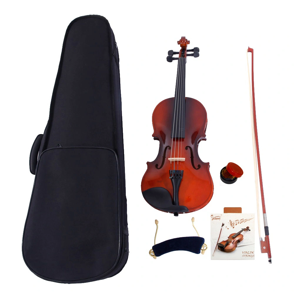 GV100 Natural 4/4 Full-Size Acoustic Violin Case Bundle with Bow, Rosin, Strings, Tuner & Shoulder Rest, Hard Shell Protection