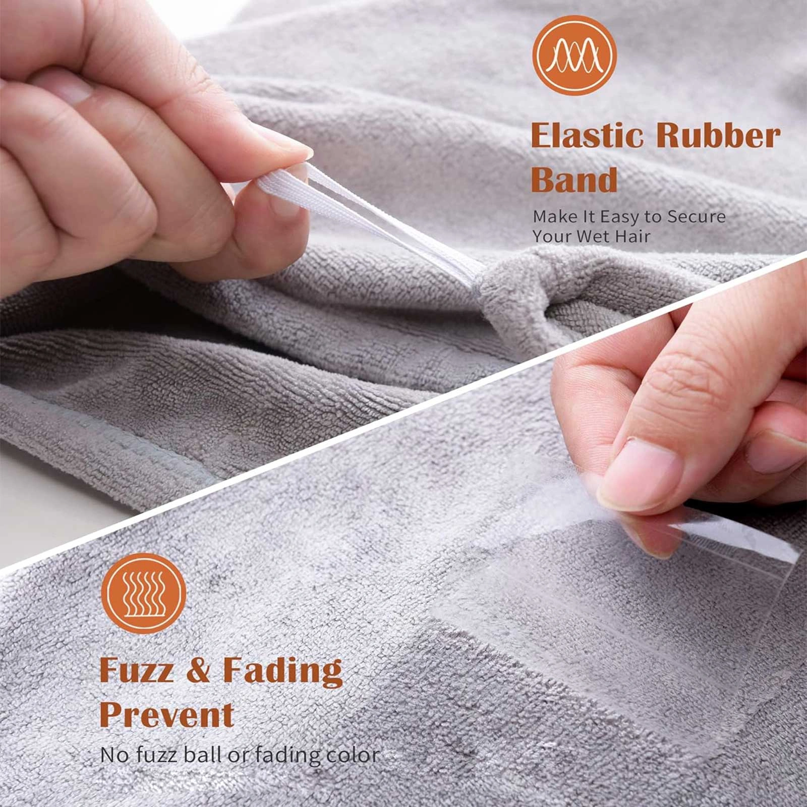Women 3 PC Microfiber Hair Towel Wrap Ultra Absorbent Hair Turbans for Curly, Long & Thick Hair (Blue,Grey,Pink) view 6