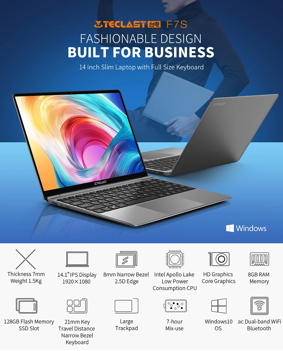 Teclast F7s 15.6" Laptop 8GB RAM 128GB SSD Notebook PC Windows 11