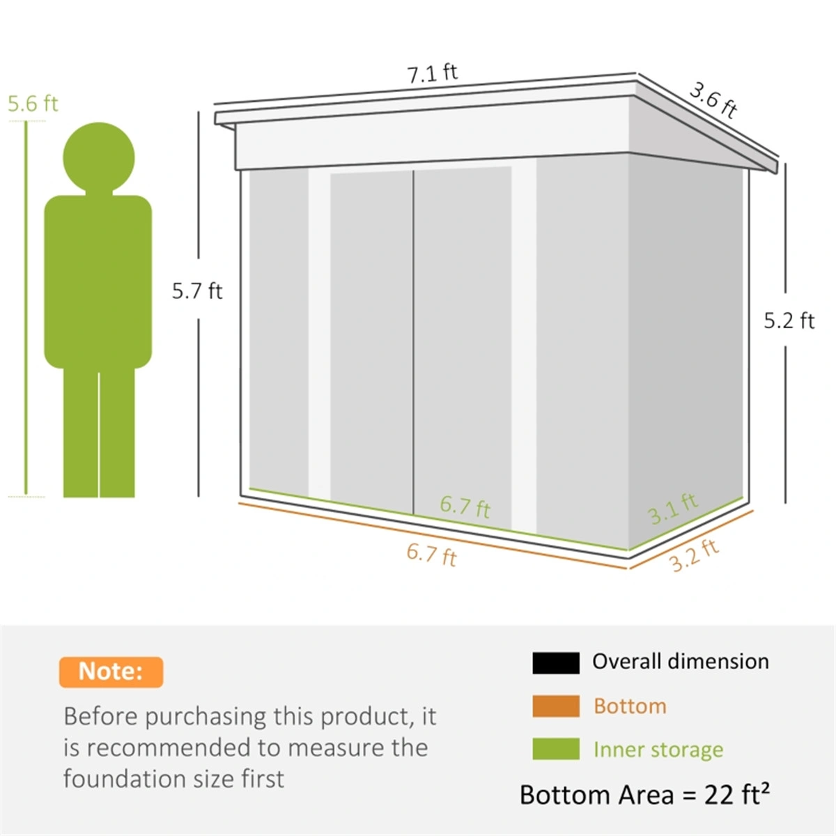 Garden Shed for Outdoor Storage, Large Metal Garden Shed with Roof, Weather-Resistant Garden Shed for Tools, Lawnmower, and Equipment view 3