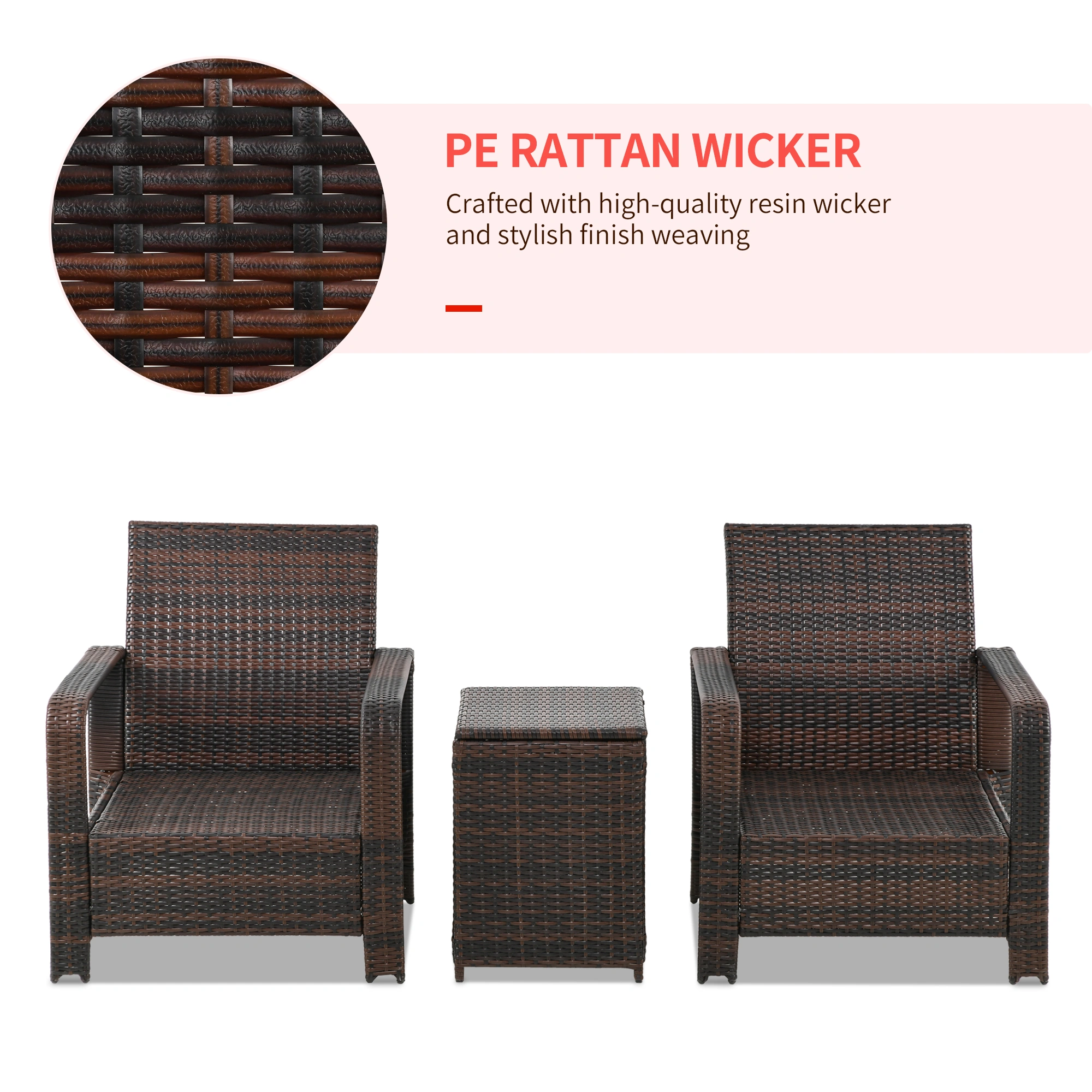 Outdoor Patio Furniture Set 5-Piece Wicker Garden Seating Collection Weather-Resistant Rattan Sofa with Coffee Table view 3