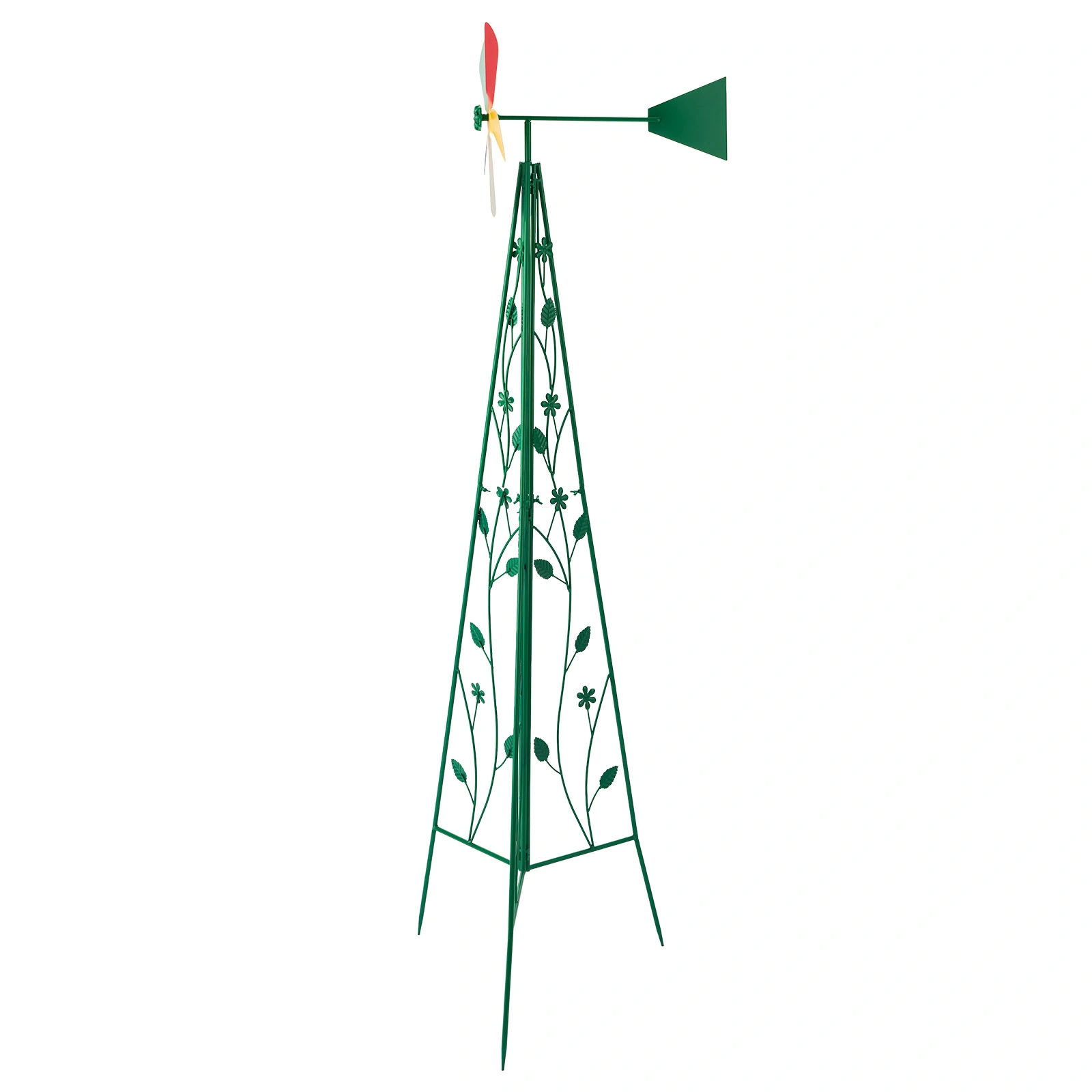 6.2ft Green 5-Blade Iron Windmill with Tripod Stand view 3