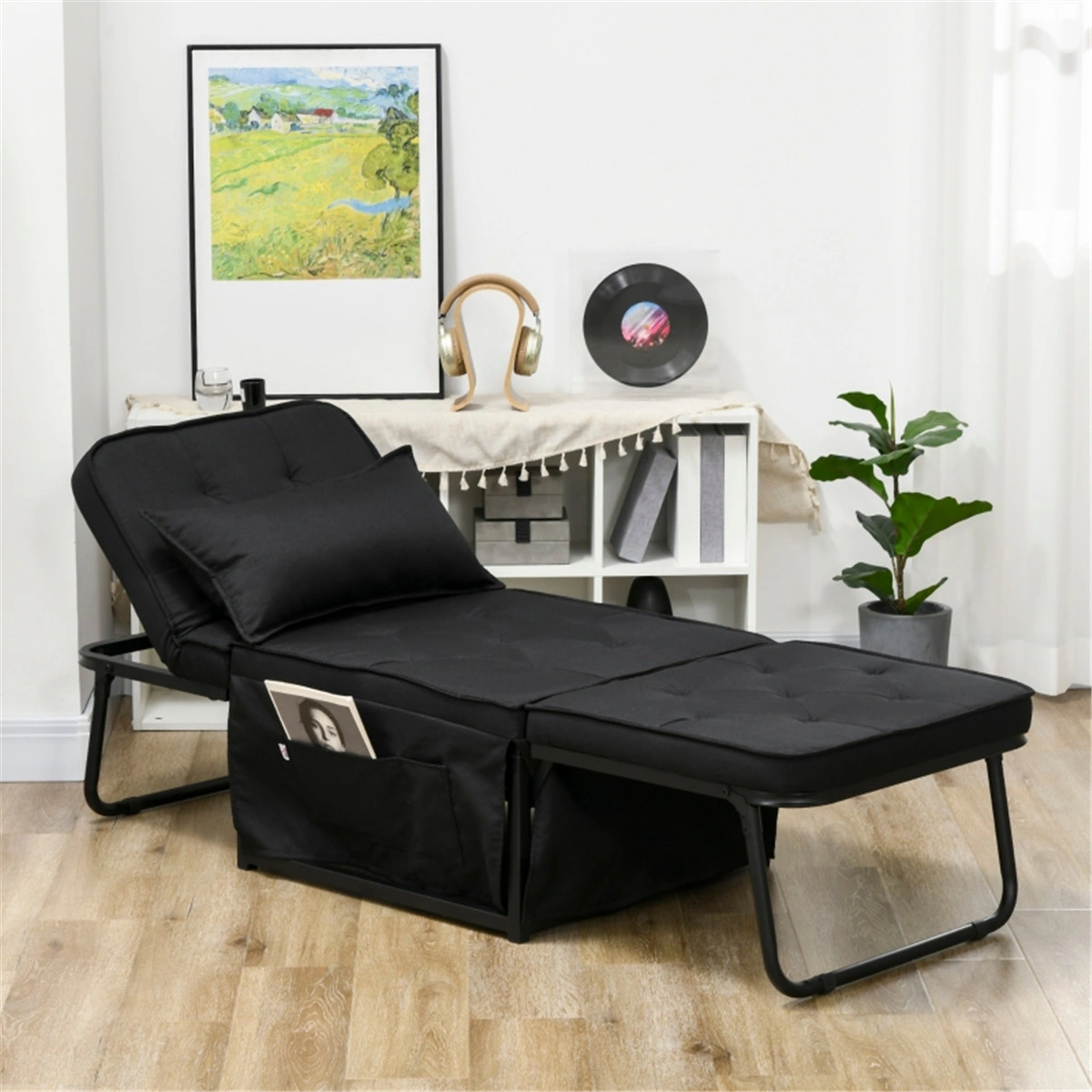 Single Sofa Bed Chair, Space-Saving Foldable Futon, Converts to Bed, Compact Guest Sleeping Solution