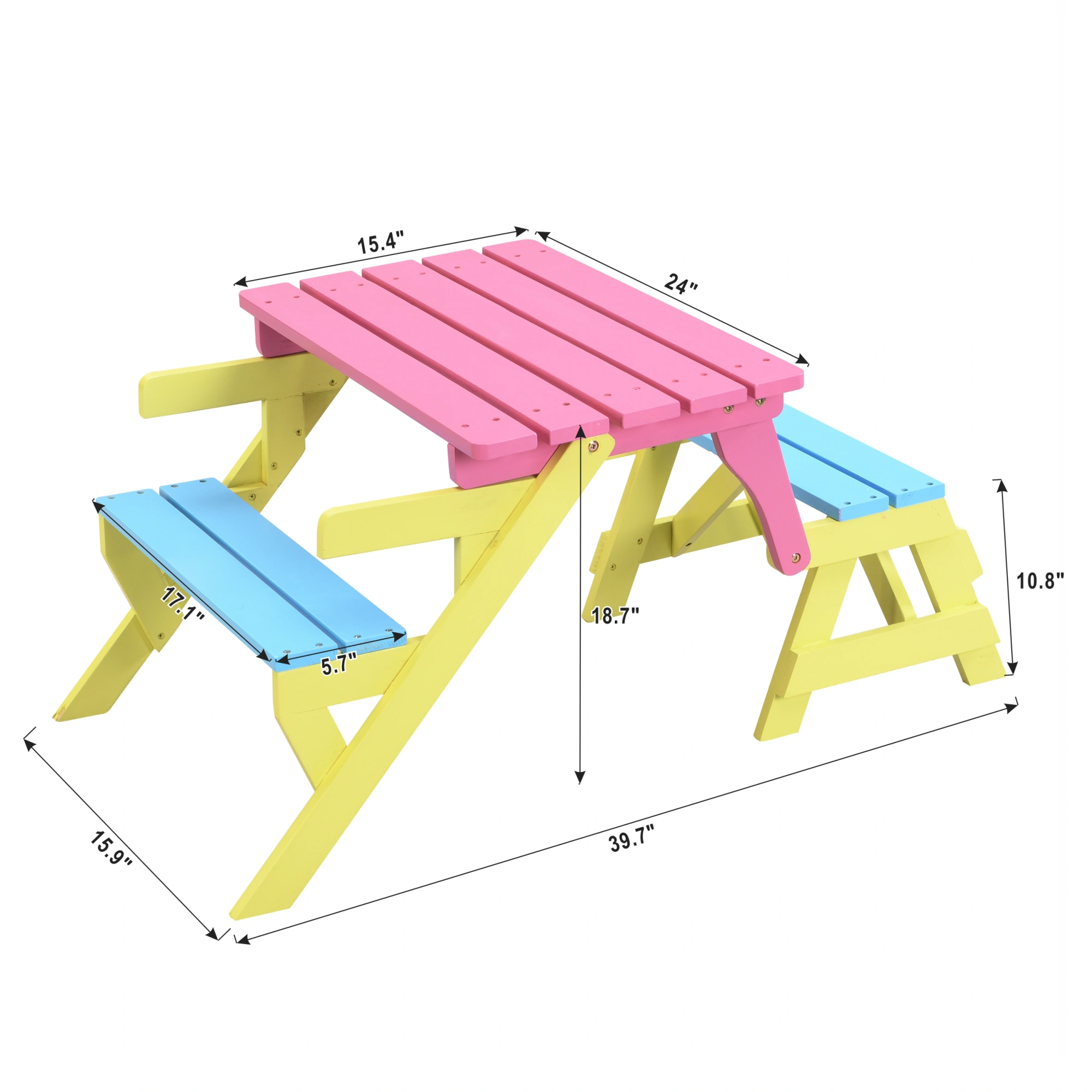 Kids Multi-Function Arm Chair Table with 2 Benches All-in-One Convertible Set view 9