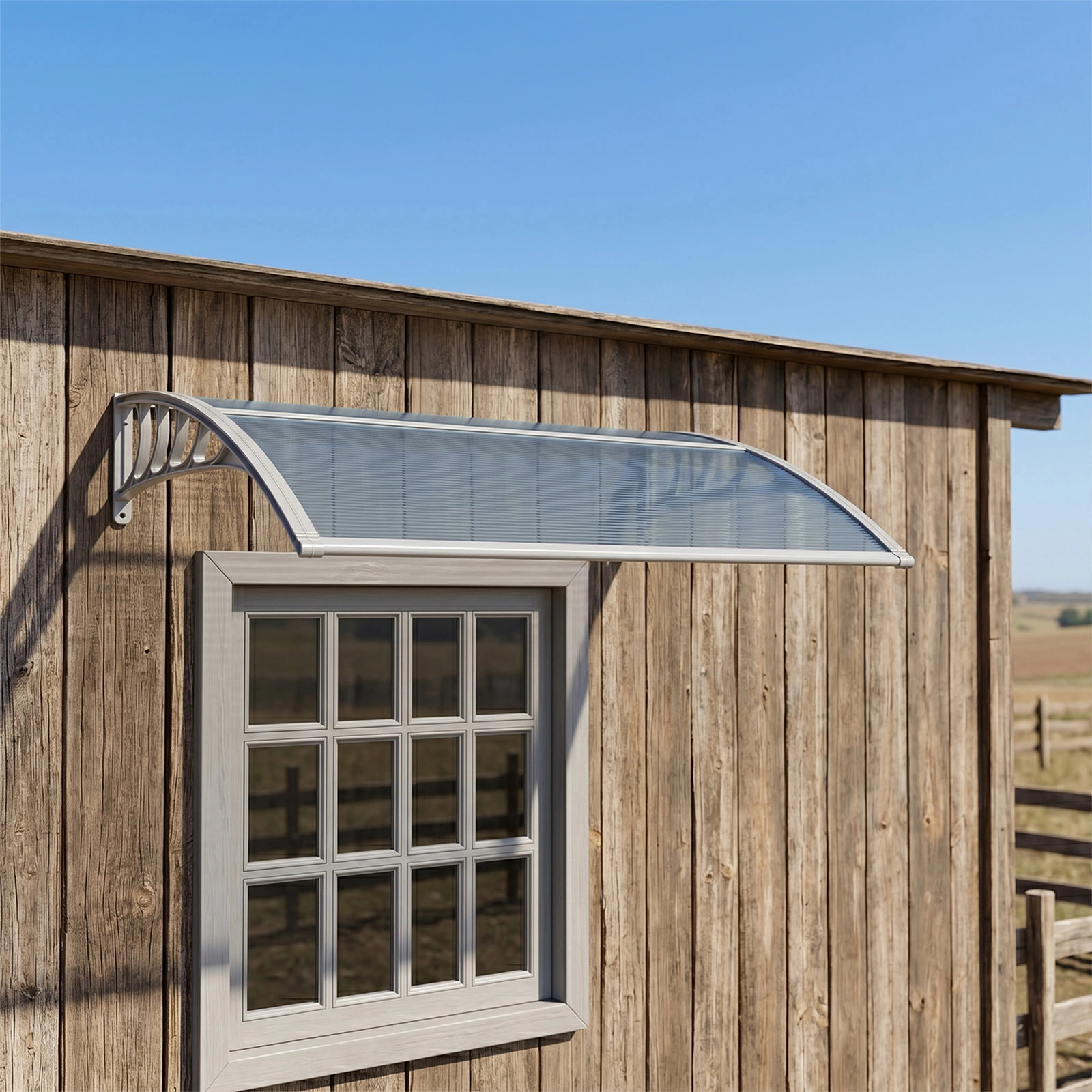Awning for Door Entrance Window, 38x40 Inch Window Canopy Exterior, UV Rain Snow Protection for House Porch Patio Deck, Gray Bracket & Gray Blue Board view 9