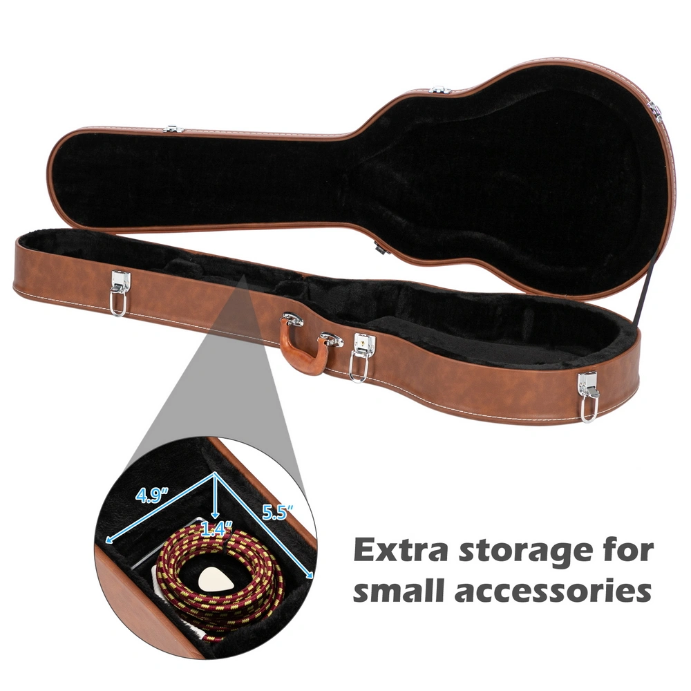 Hard-Shell Electric Guitar Case for GLP Style Electric Guitar Bulge Surface Brown view 15