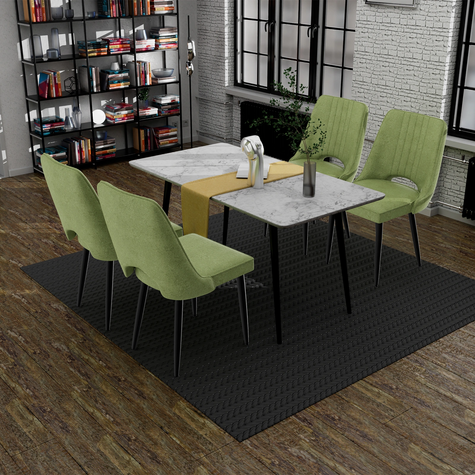 Set of 2 Dining Chairs, PU Leather Kitchen Chair with Backrest, Dining Room Chairs for Living Room, Lounge, Counter Height view 5