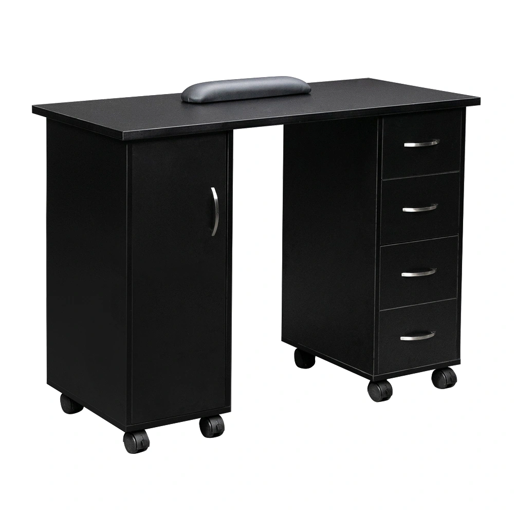 Double Edged Manicure Nail Table with Drawer Black view 4