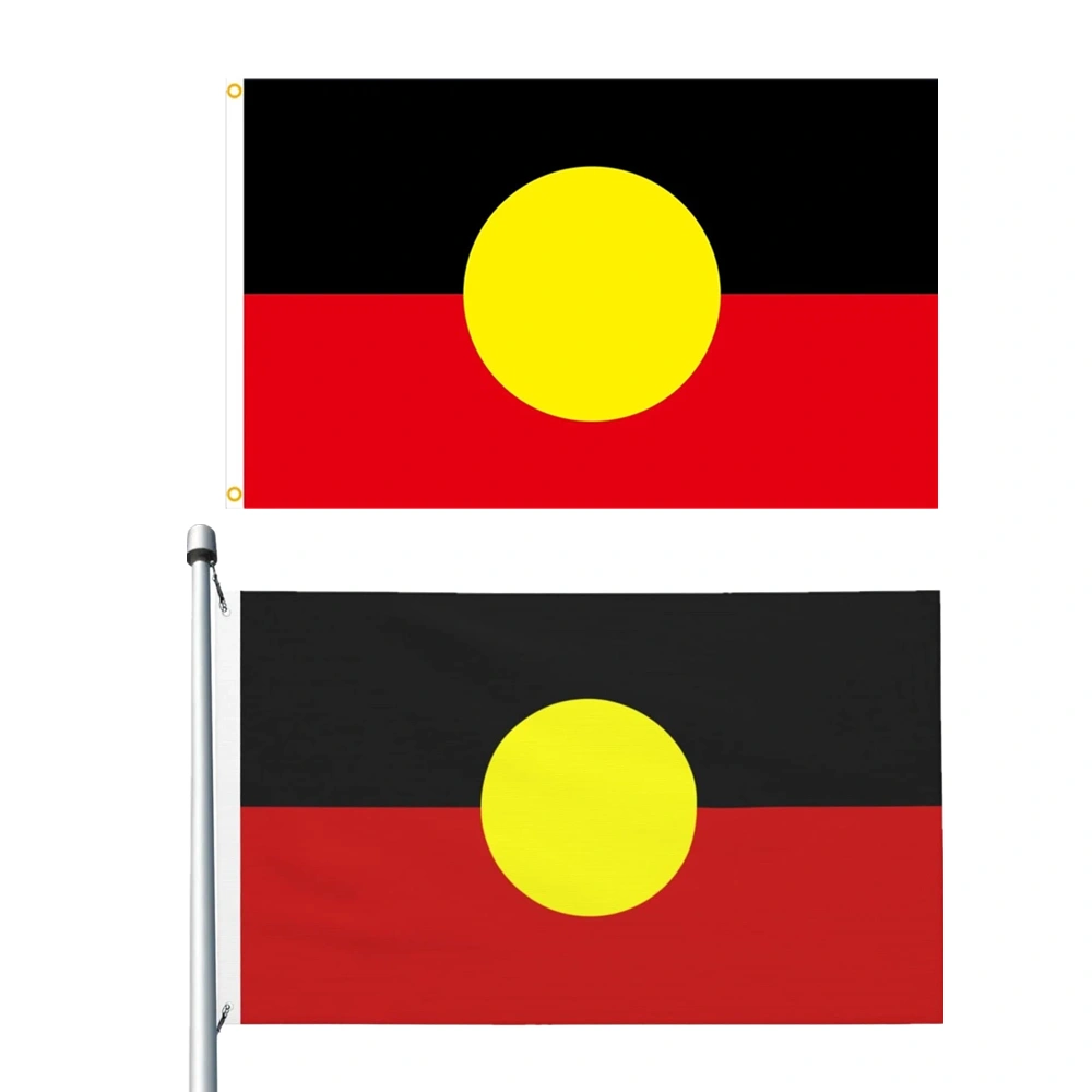 2PCS Australian Aboriginal Flag 60x90cm (2x3FT) with Brass Grommets - Indigenous Outdoor Garden Yard Banner