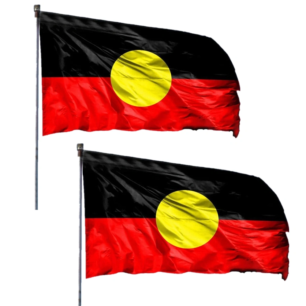 2PCS Australian Aboriginal Flag 60x90cm (2x3FT) with Brass Grommets - Indigenous Outdoor Garden Yard Banner view 5
