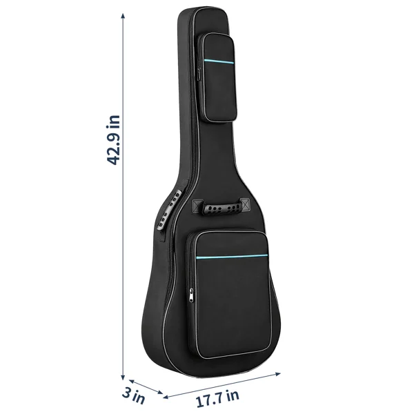 41 Inch 600D Oxford Cloth Acoustic Guitar Bag Black With Blue Line view 2