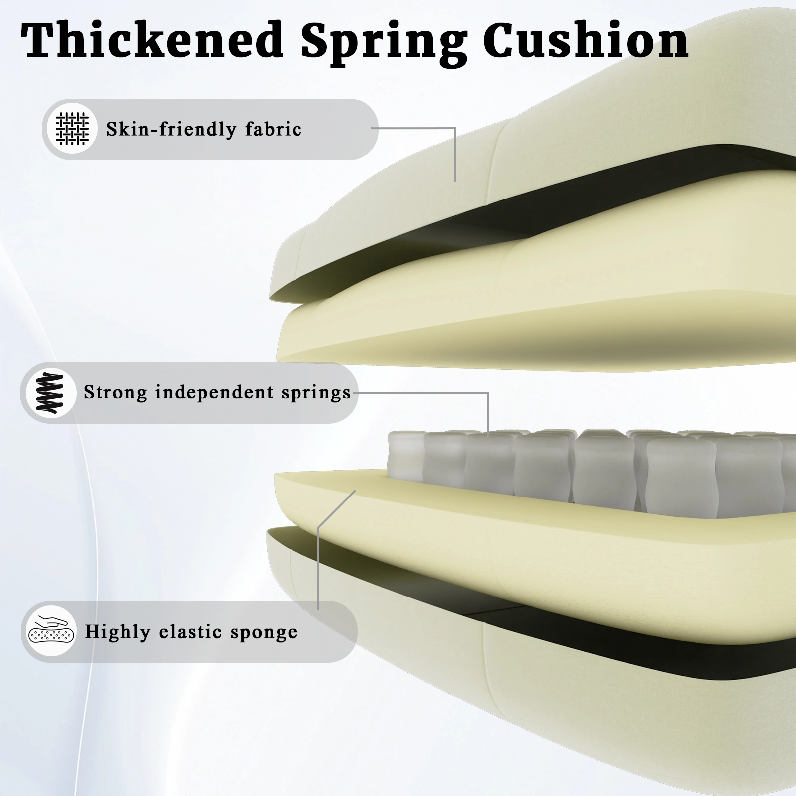 Ergonomic Gaming Chair with Massage Lumbar Support, Pocket Spring Cushion & Footrest - Height Adjustable Fabric Chair view 3