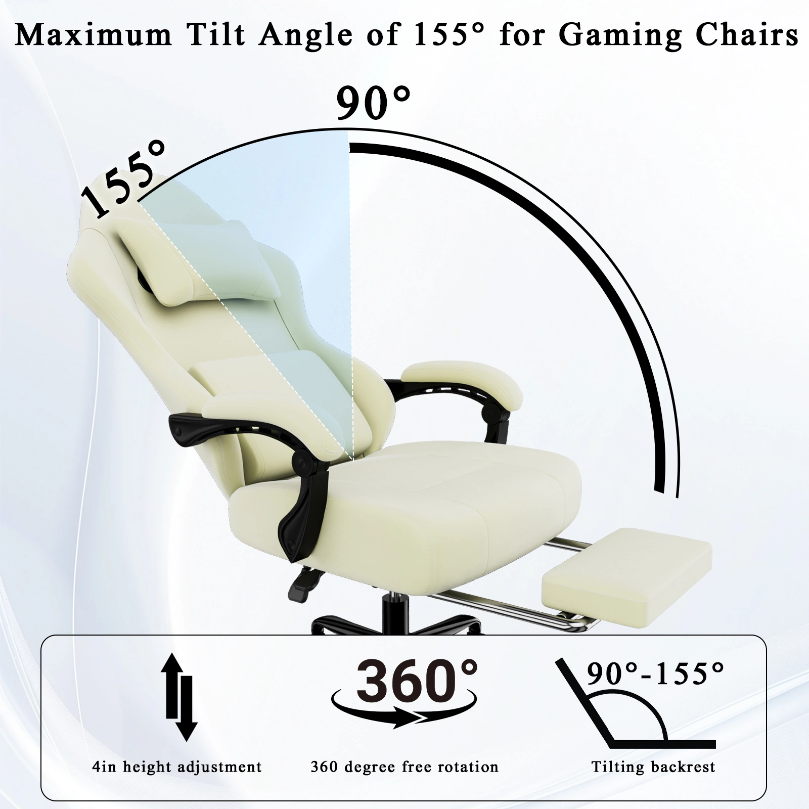 Ergonomic Gaming Chair with Massage Lumbar Support, Pocket Spring Cushion & Footrest - Height Adjustable Fabric Chair view 5