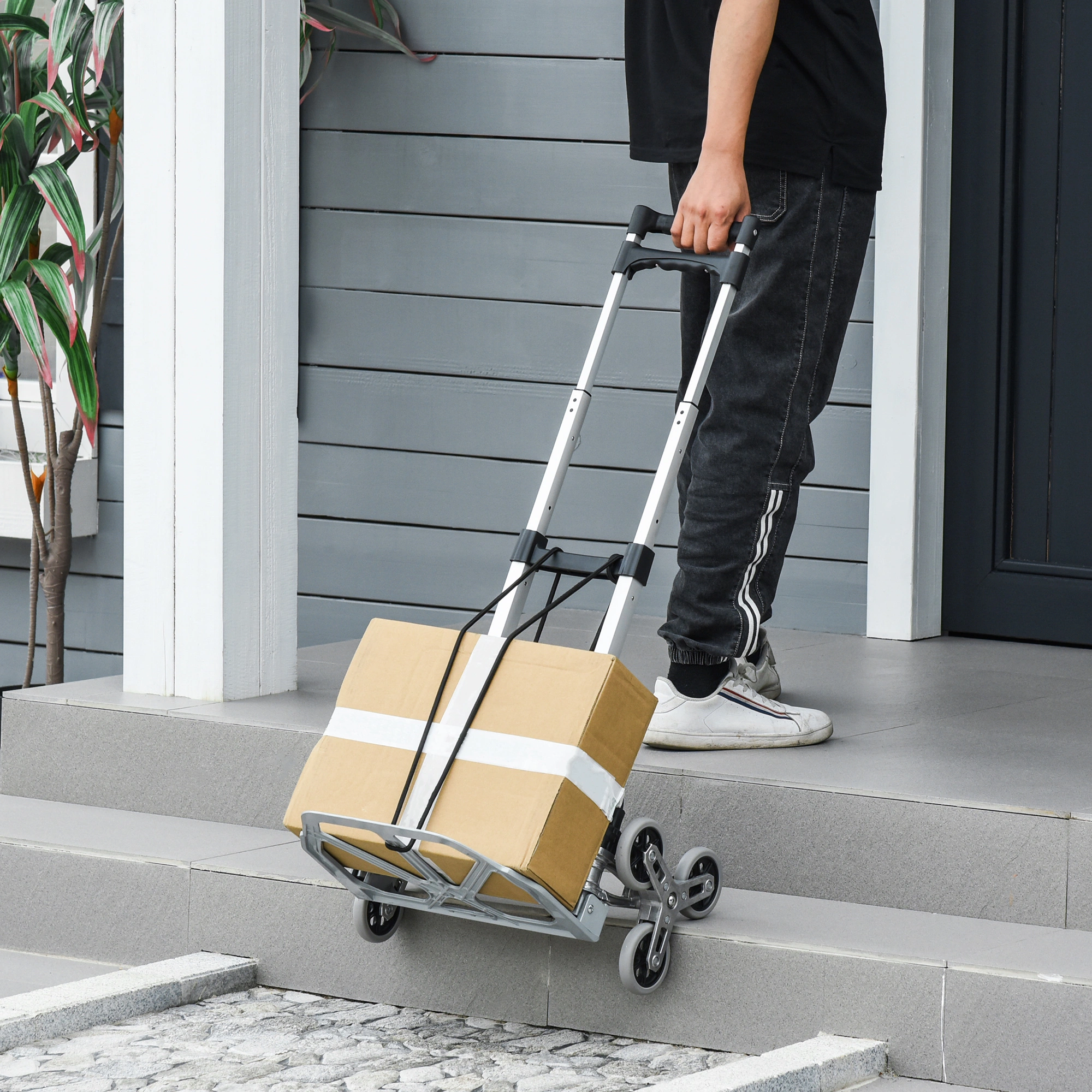 Heavy Duty Folding Hand Truck 200 lbs Capacity Telescopic Collapsible Aluminum Utility Cart Silver