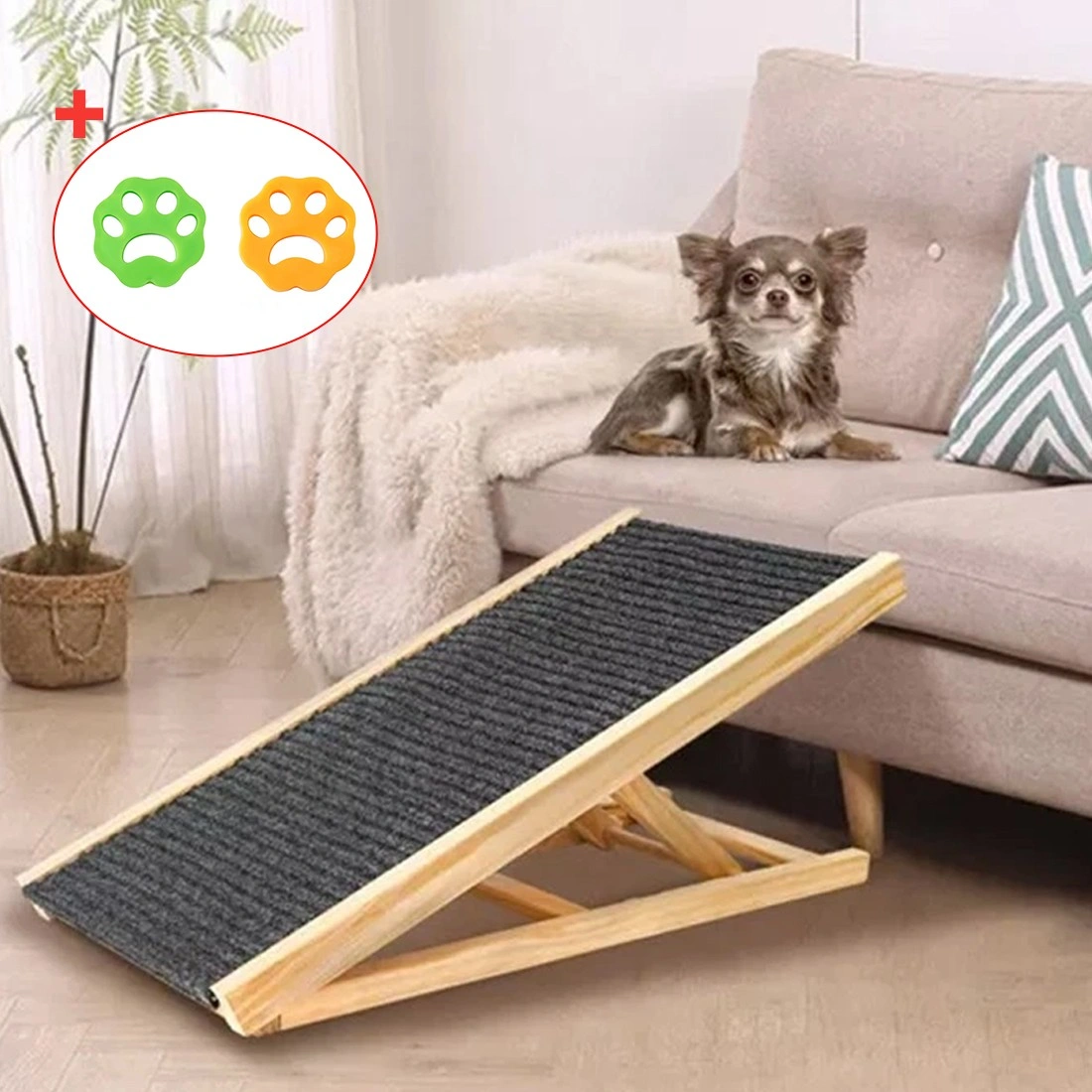 Adjustable Height Dog Pet Ramp - Foldable Non-Slip Stairs for Car, Bed & Sofa, Heavy Duty view 2
