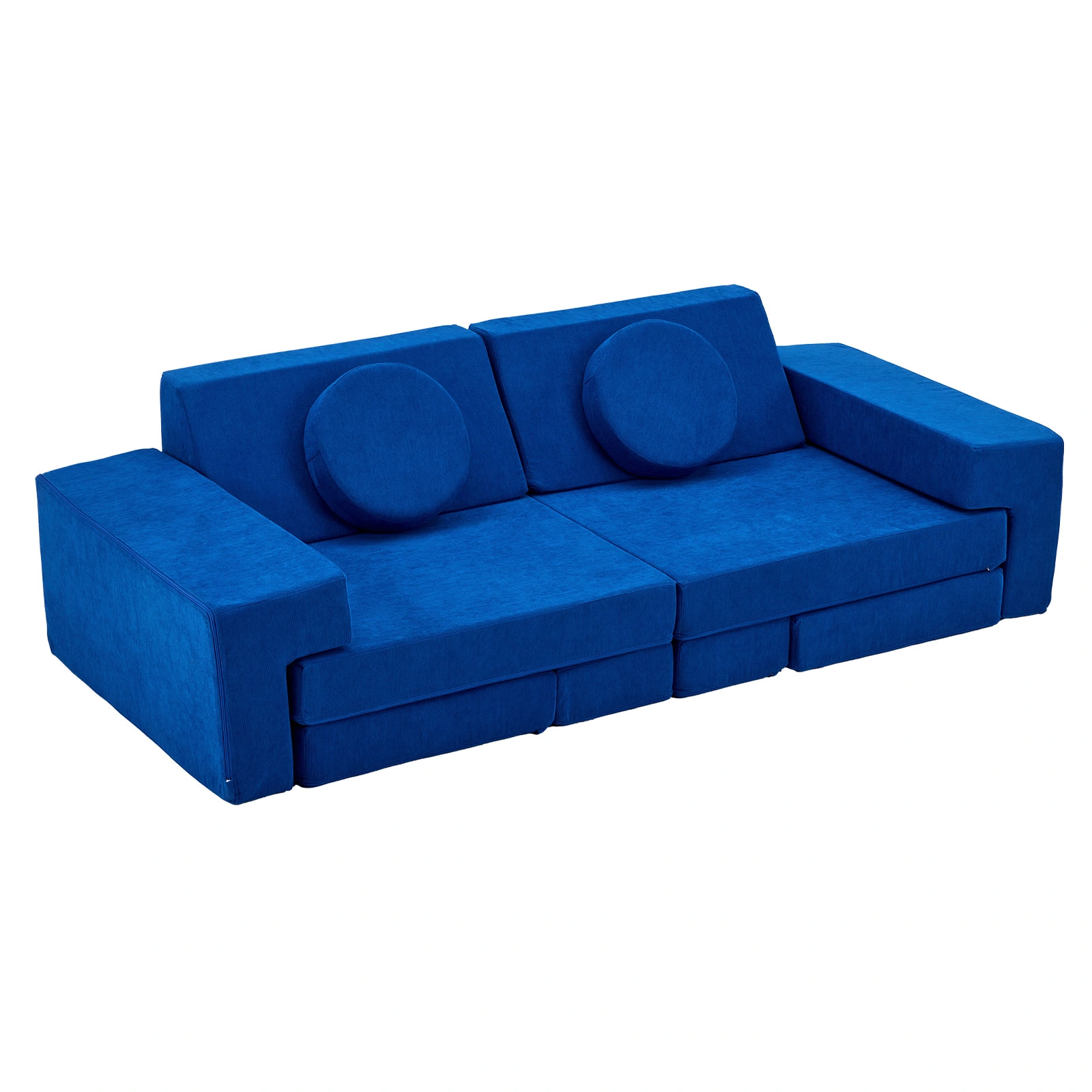 14 PCS Modular Kids Play Couch, Convertible Full Foam Building Block Sofa Fort, Free Combination Floor Sofa for Toddler Playroom, Corduroy, Blue view 4