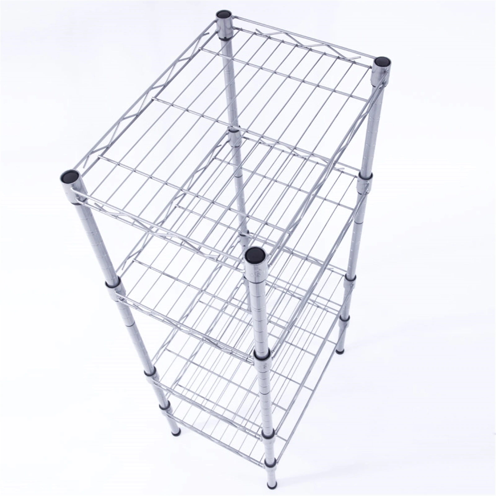 XM-207S Rectangle Carbon Steel Metal Assembly 4-Shelf Storage Rack Silver Gray view 2