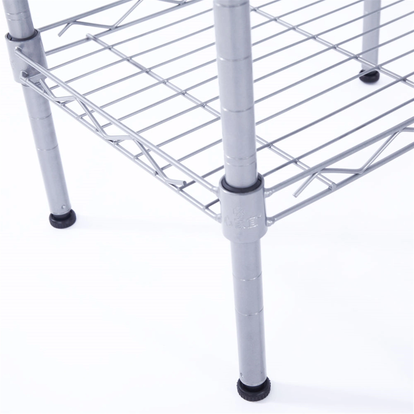 XM-207S Rectangle Carbon Steel Metal Assembly 4-Shelf Storage Rack Silver Gray view 4