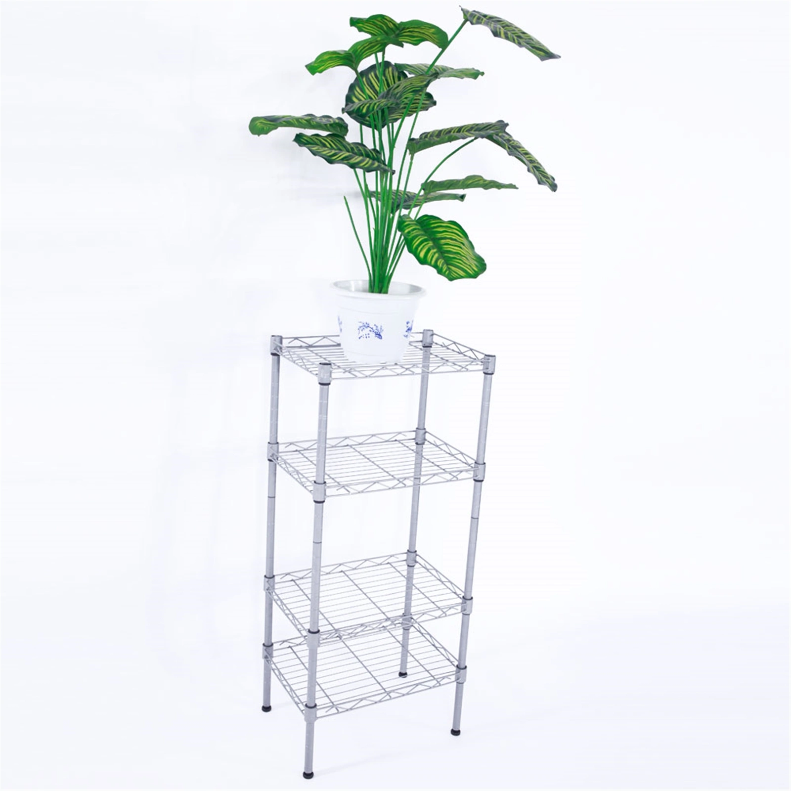 XM-207S Rectangle Carbon Steel Metal Assembly 4-Shelf Storage Rack Silver Gray view 6