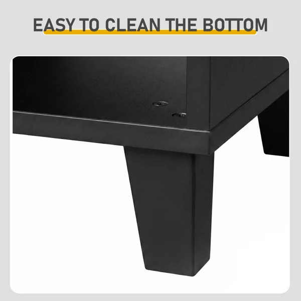 Shoe cabinet with 2 doors, 5 open compartments, and a tabletop with a back panel; made of MDF; 116*35.5*107cm; black view 6