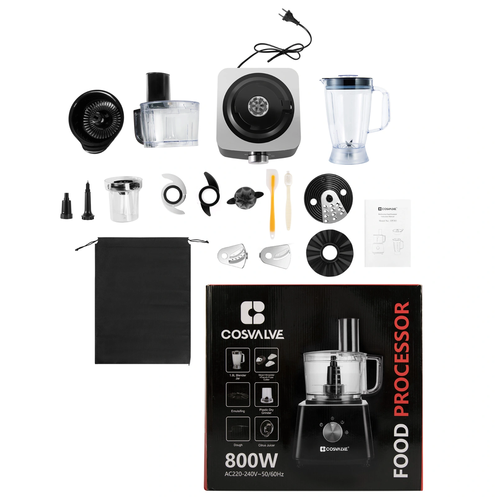 9-in-1 Multifunctional Food Processor & Mixer, Electric Kitchen Blender Chopper for Vegetables Fruits & More view 3