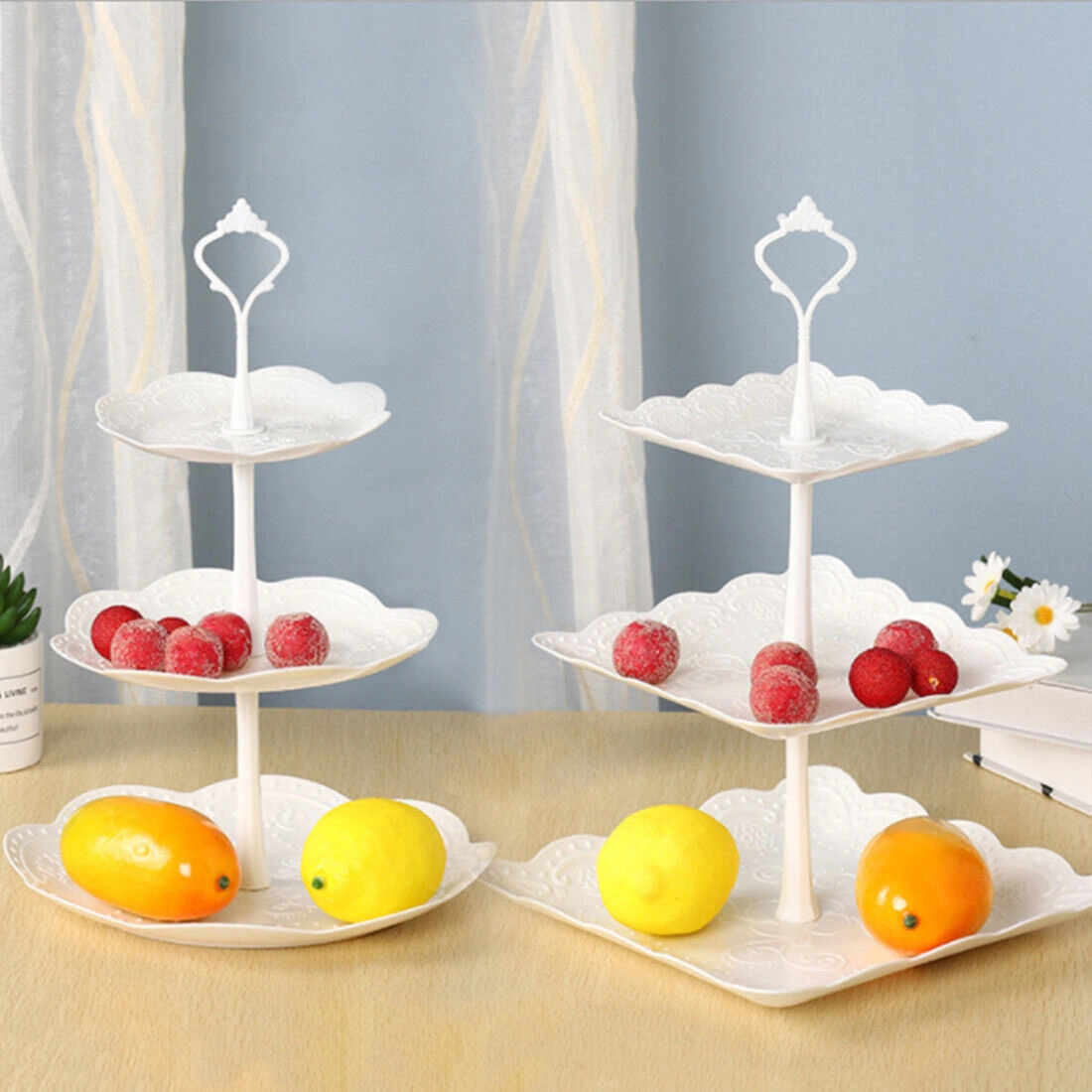 3 X 3 Layer Dessert Cake Stand Plate Afternoon Tea Party Wedding Tableware Plate view 3