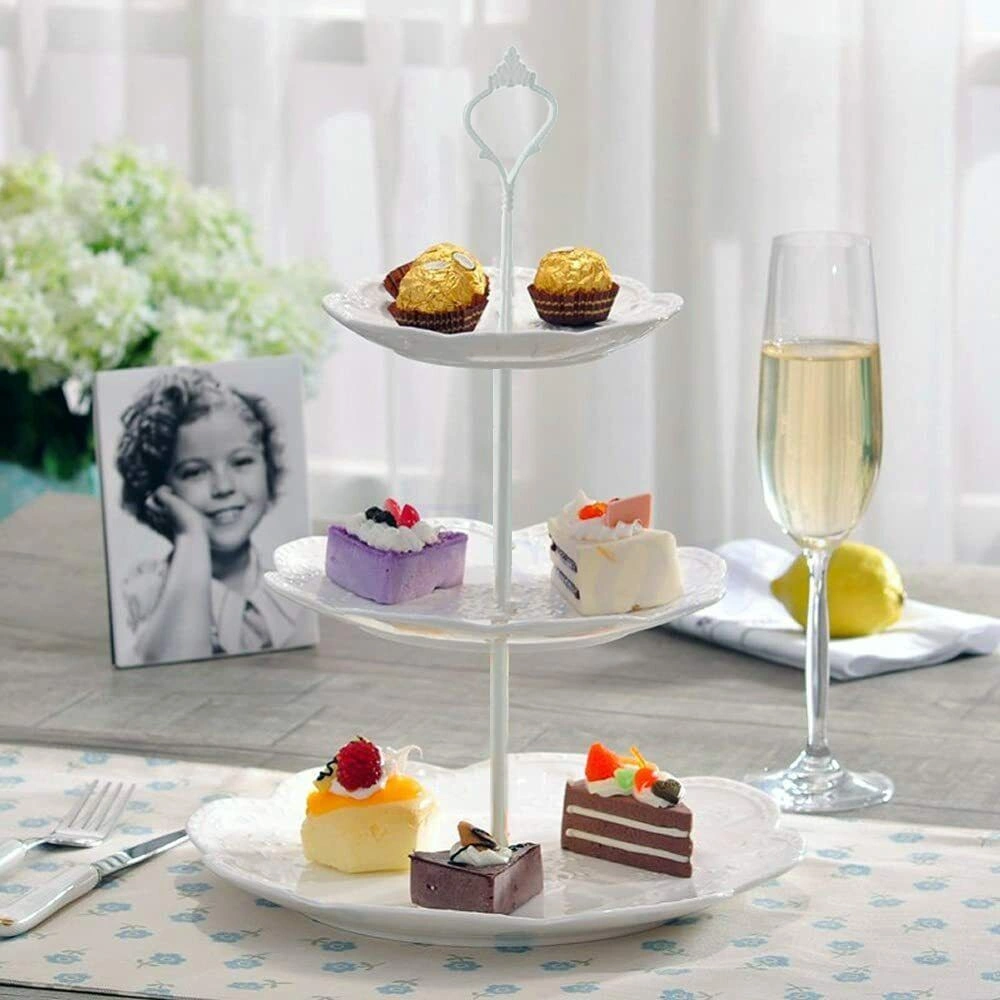 3 X 3 Layer Dessert Cake Stand Plate Afternoon Tea Party Wedding Tableware Plate view 4