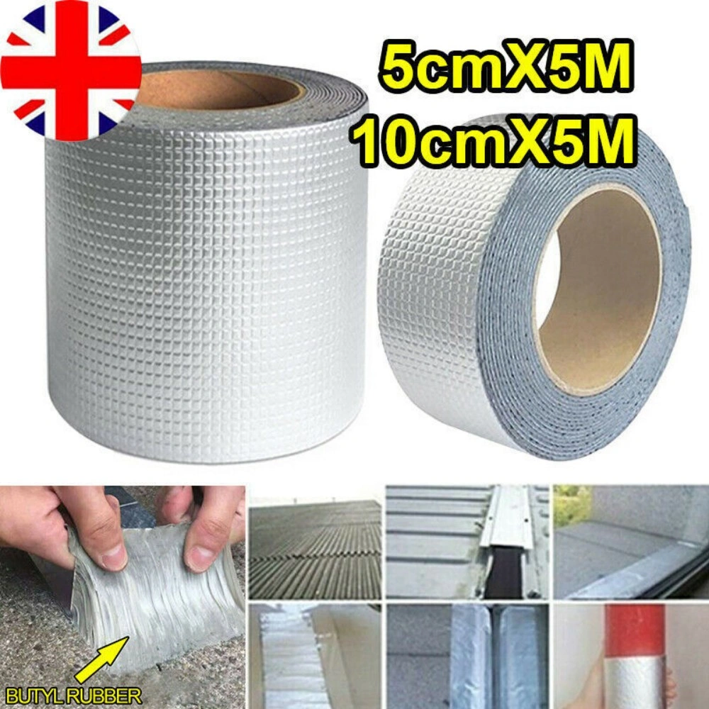 Super Waterproof Butyl Tape, 5m x 10cm x 1mm, Leak Repair Tape for Roof Pipe Adhesive Sealant