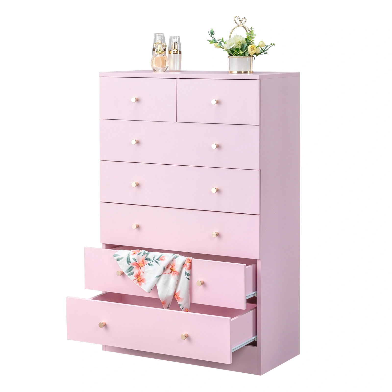 Modern Simple 7-Drawer Dresser Pink view 6