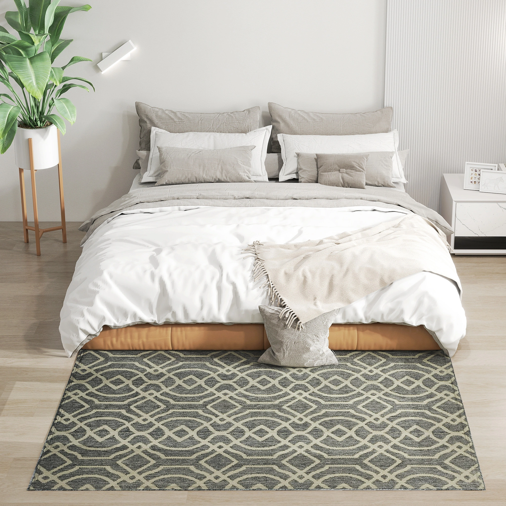 Luxury Soft Area Rug Non Slip Indoor Living Room Bedroom Hallway Decorative Floor Mat with Modern Geometric Pattern